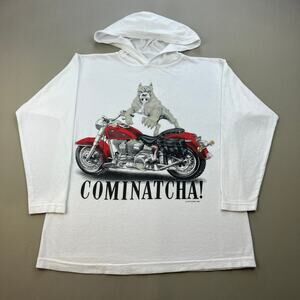 Vintage Tog Dawg T-Shirt Hoodie Youth Large White Cominatcha Biker Motorcycle